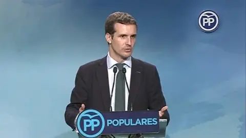 Pablo Casado en rueda de prensa Pablo Casado en rueda de prensa