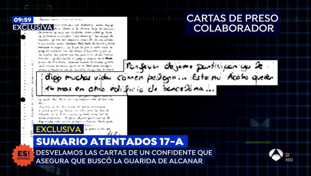 La carta de un preso que colaboró con los terroristas de Barcelona