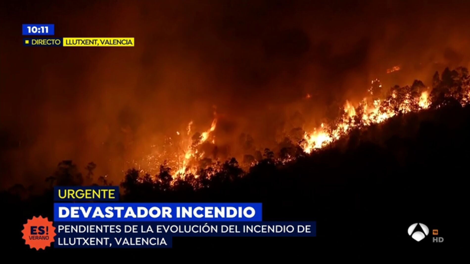 2.500 personas desalojadas en un incendio que ha quemado m&aacute;s 1.000 hect&aacute;reas en Llutxent, Valencia