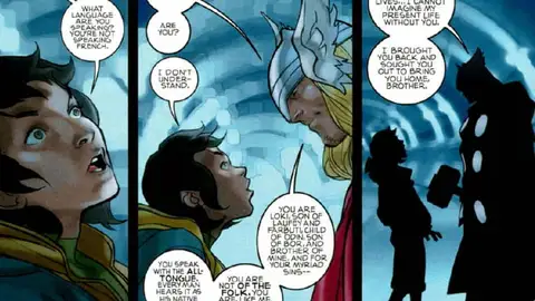 Thor hablando con Loki Objetivo tv
