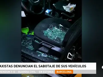 Una veintena de taxis aparecn en Barcelona con las ventanillas y parabrisas rotos y las ruedas pinchadas Una veintena de taxis aparecn en Barcelona con las ventanillas y parabrisas rotos y las ruedas pinchadas