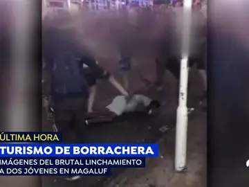 Brutal linchamiento a dos jóvenes turistas en Magaluf Brutal linchamiento a dos jóvenes turistas en Magaluf