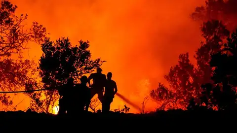 Bomberos continúan los trabajos para extinguir el fuego Bomberos continúan los trabajos para extinguir el fuego