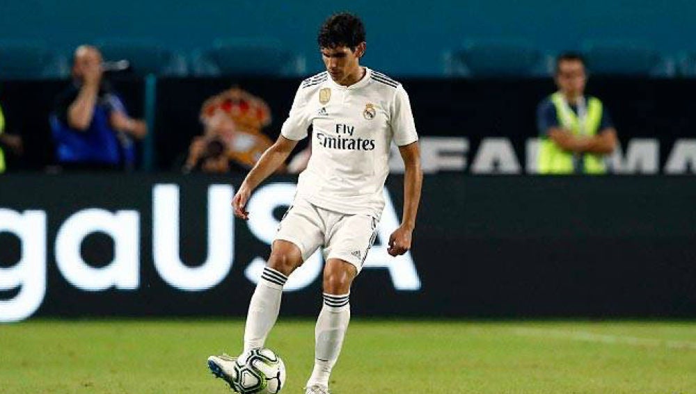 Jesús Vallejo, en un partido con el Real Madrid