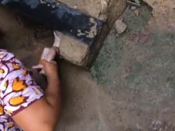 Un bebé es rescatado de una alcantarilla en la India