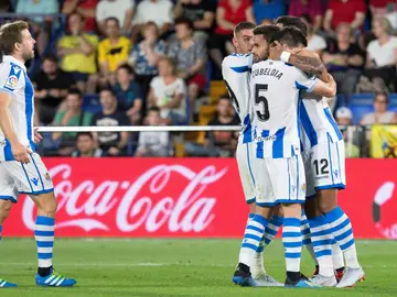 La Real Sociedad celebra un gol La Real Sociedad celebra un gol