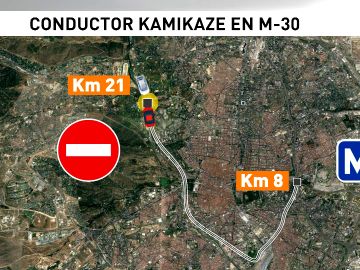 Recorrido del conductor kamikaze en Madrid