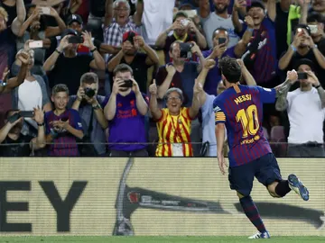 Messi celebra un gol con el Barcelona Messi celebra un gol con el Barcelona