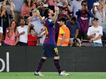 Lionel Messi celebra un gol Lionel Messi celebra un gol