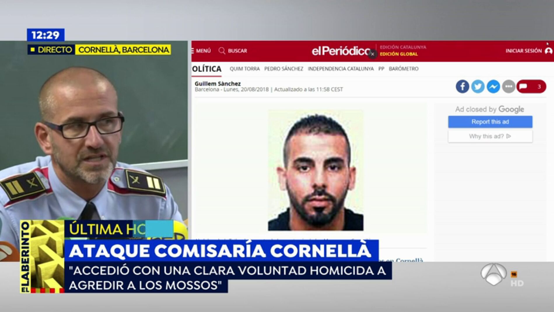 Comes, comisario de los Mossos: "Accedi&oacute; con una voluntad homicida a agredir"