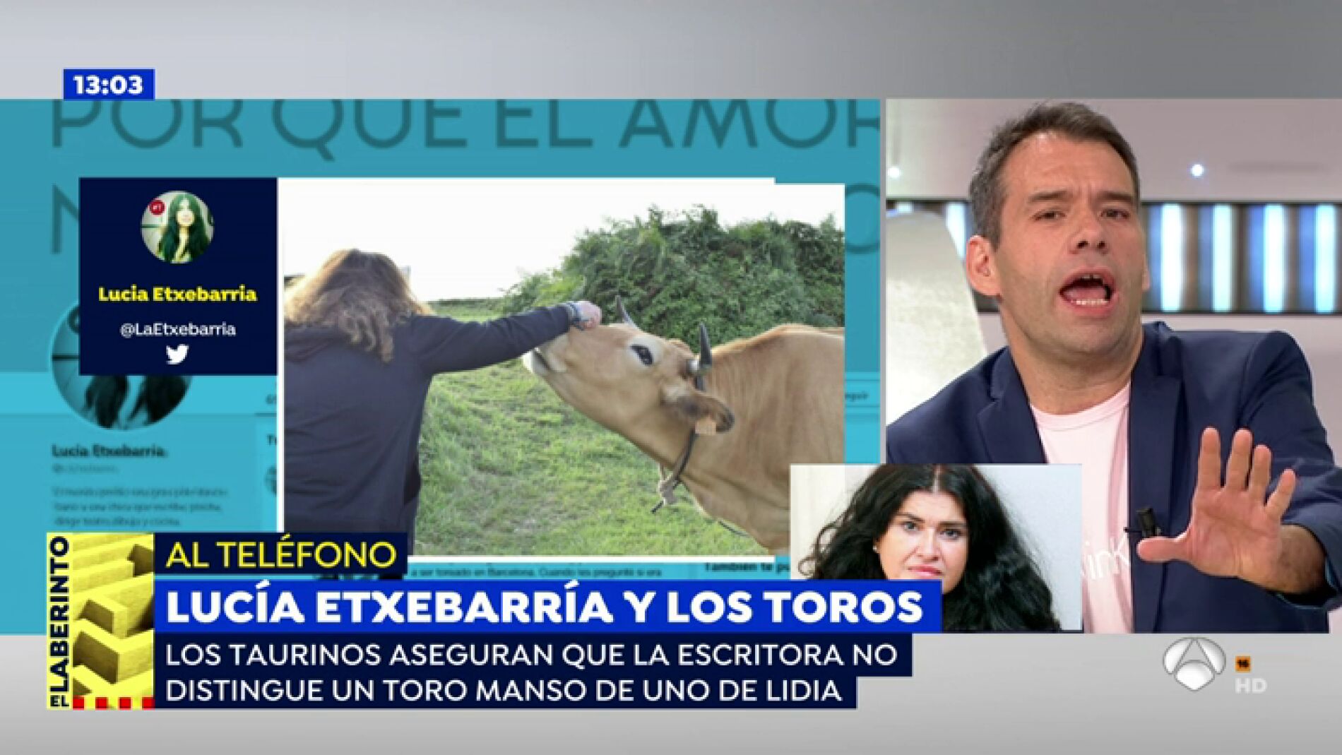 Luc&iacute;a Etxebarr&iacute;a enciende la red: "El toro no es un animal agresivo, tienes que acosarlo"