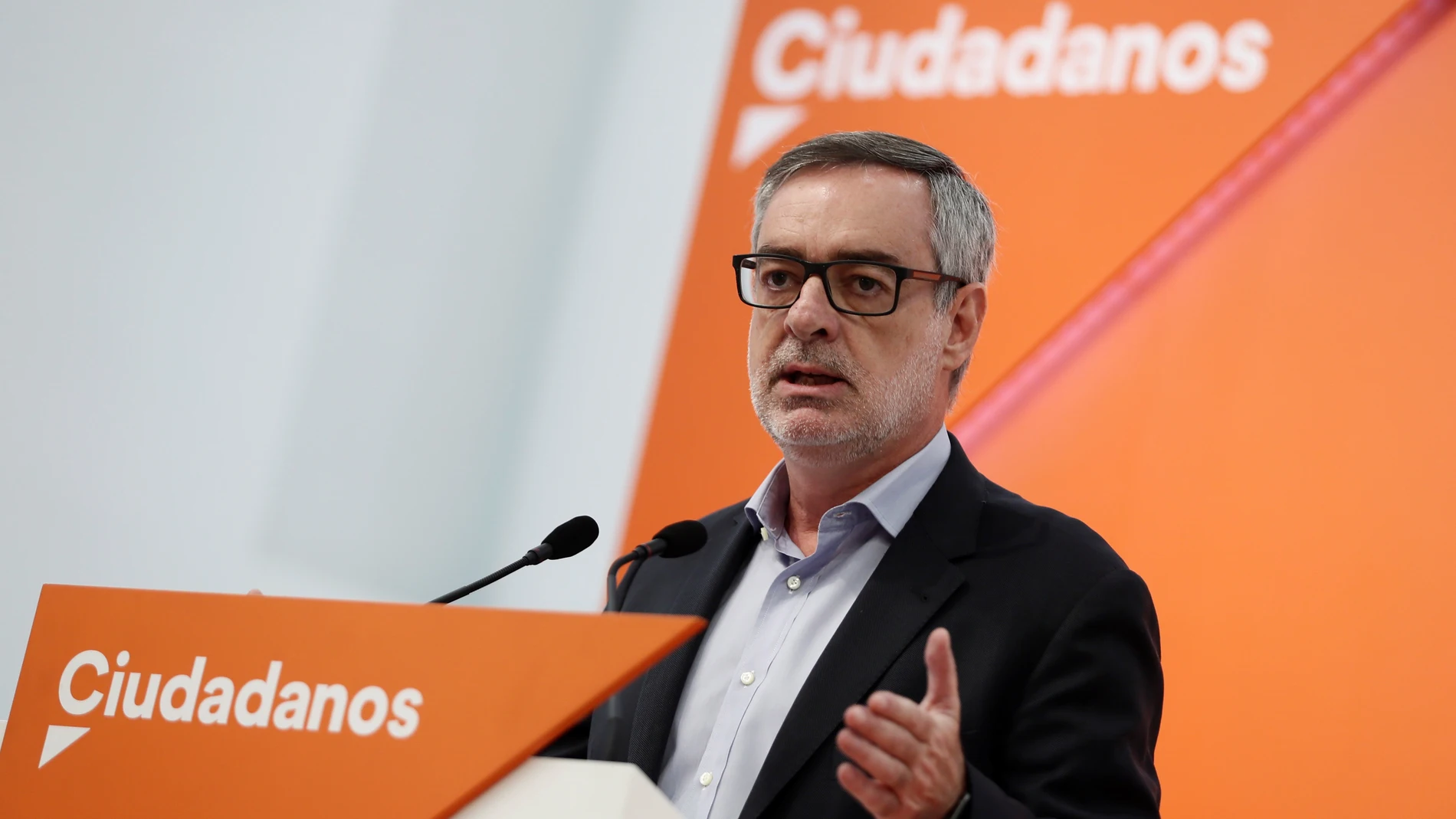 El secretario general del partido, José Manuel Villegas, durante la rueda de prensa El secretario general del partido, José Manuel Villegas, durante la rueda de prensa