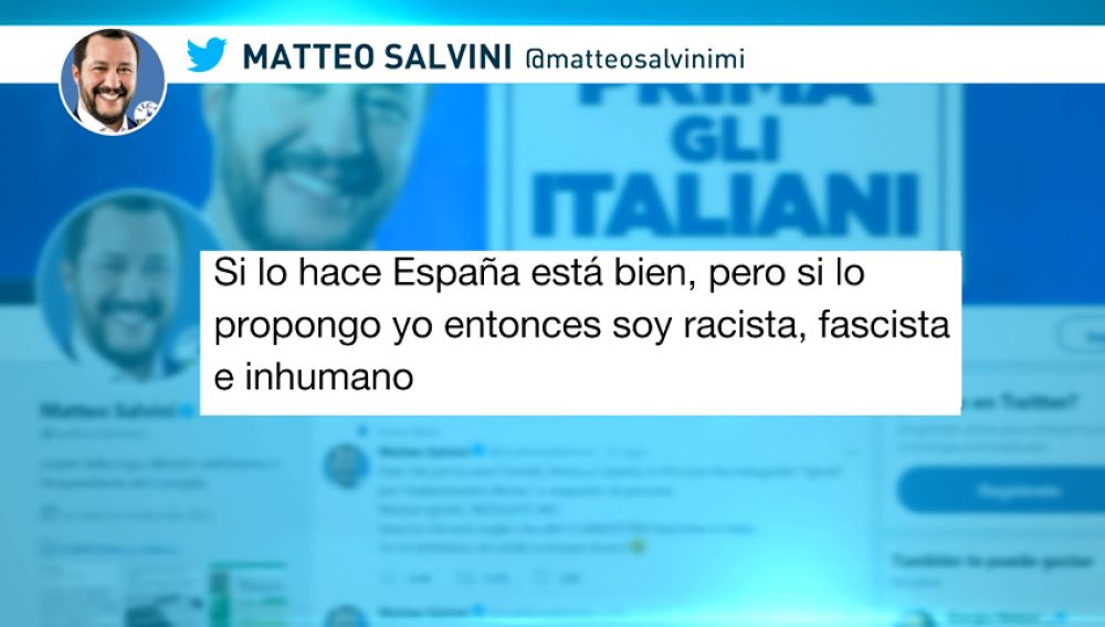 Salvini denuncia el doble rasero tras las expulsiones en España: "Si lo hago yo, soy un racista