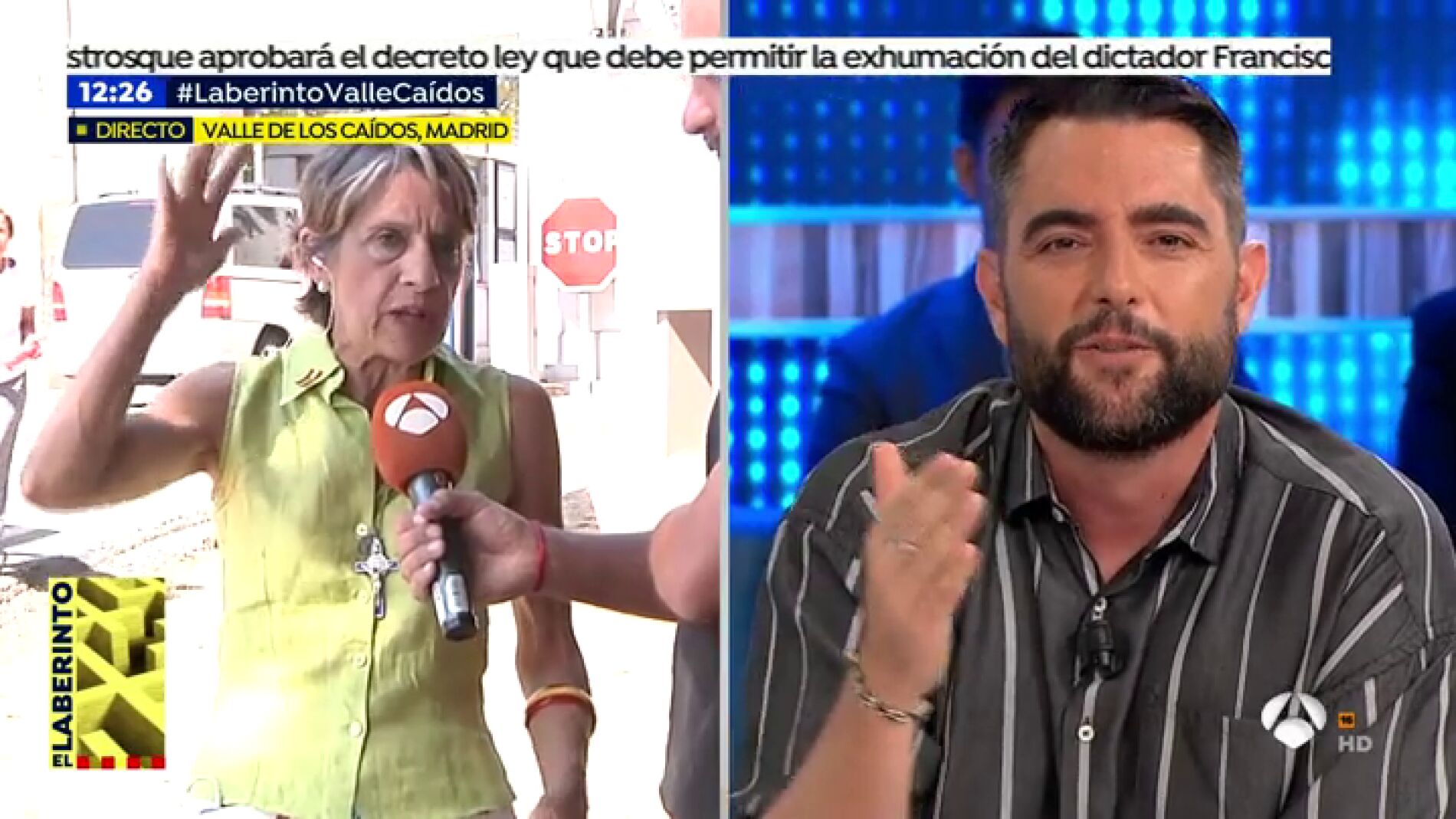 Dani Mateo y Pilar Guti&eacute;rrez, 'La mujer m&aacute;s franquista de Espa&ntilde;a' se enzarzan en una discusi&oacute;n: "Andaluc&iacute;a lleva cuarenta a&ntilde;os en una dictadura"