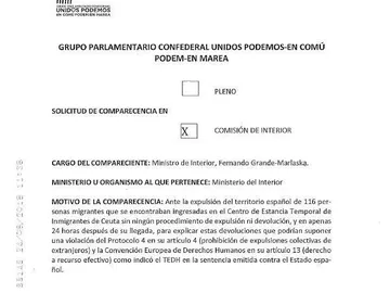 Solicitud de comparecencia del ministro Fernando Grande-Marlaska Solicitud de comparecencia del ministro Fernando Grande-Marlaska