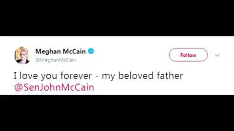Familiares y amigos de McCain se despiden en redes sociales: "Estuve con mi padre al final como él estuvo en mi principio" Familiares y amigos de McCain se despiden en redes sociales: "Estuve con mi padre al final como él estuvo en mi principio"