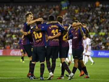 El Barcelona celebra un gol El Barcelona celebra un gol