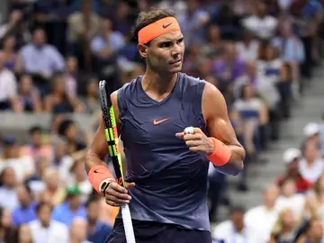 Rafa Nadal celebra un punto contra Thiem Rafa Nadal celebra un punto contra Thiem