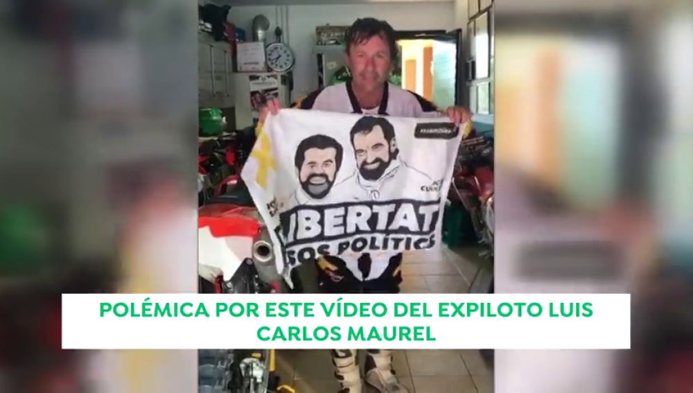 El polémico vídeo del expiloto Luis Carlos Maurel tirando a la basura una bandera pidiendo la libertad de los políticos presos en Cataluña