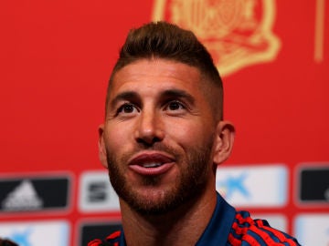 Sergio Ramos, en la rueda de prensa de la selección española