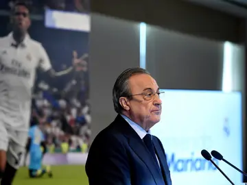 Florentino Pérez, durante la presentación de Mariano Florentino Pérez, durante la presentación de Mariano