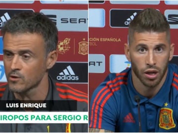 Luis Enrique y Ramos en rueda de prensa