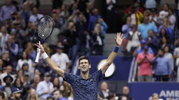 Djokovic celebra su victoria en el US Open