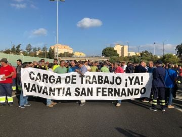 Los trabajadores del astillero de Navantia de San Fernando