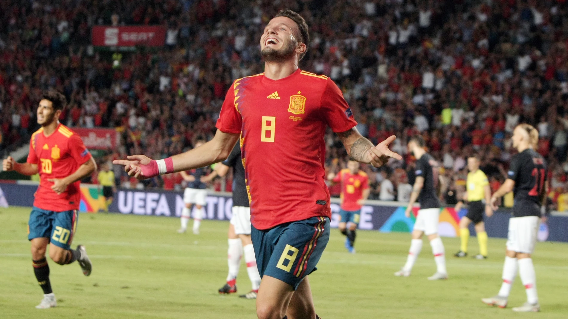 Saúl celebra su gol contra Croacia Saúl celebra su gol contra Croacia