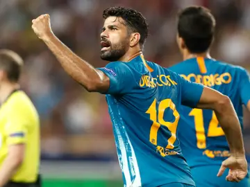 Diego Costa celebra el 1-1 en el Louis II de Mónaco Diego Costa celebra el 1-1 en el Louis II de Mónaco