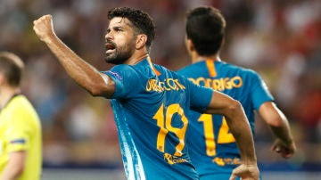 Diego Costa celebra el 1-1 en el Louis II de Mónaco