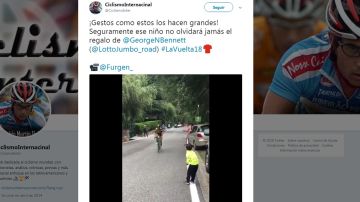 El emotivo gesto de un ciclista con un niño que le animaba es lo más bonito que véras hoy