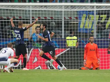 Los jugadores del Inter celebran el segundo gol ante el Tottenham Los jugadores del Inter celebran el segundo gol ante el Tottenham