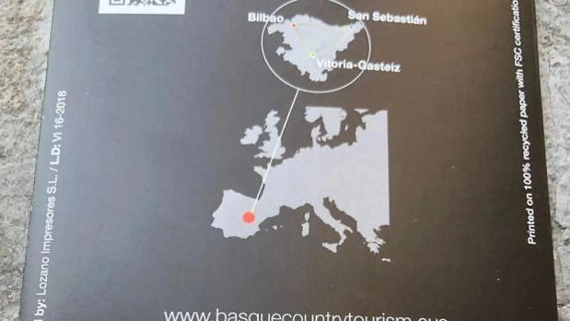 Folleto de Turismo de Euskadi con la región ubicada en Castilla-La Mancha Folleto de Turismo de Euskadi con la región ubicada en Castilla-La Mancha