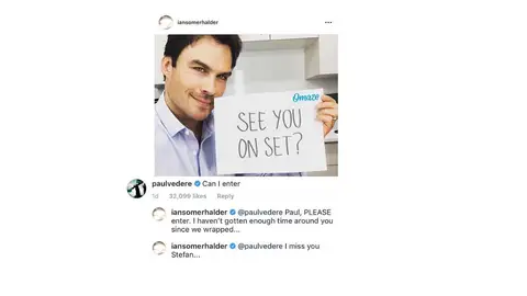 El cariño entre Ian Somerhalder y Paul Wesley El cariño entre Ian Somerhalder y Paul Wesley