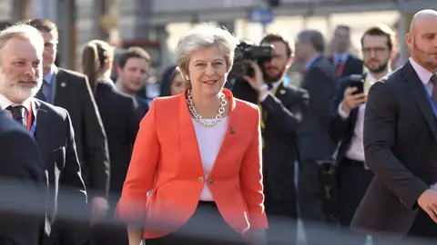 La primera ministra británica, Theresa May La primera ministra británica, Theresa May, a su llegada a la cumbre de jefes de estado de la Unión Europea que se celebra en Salzburgo