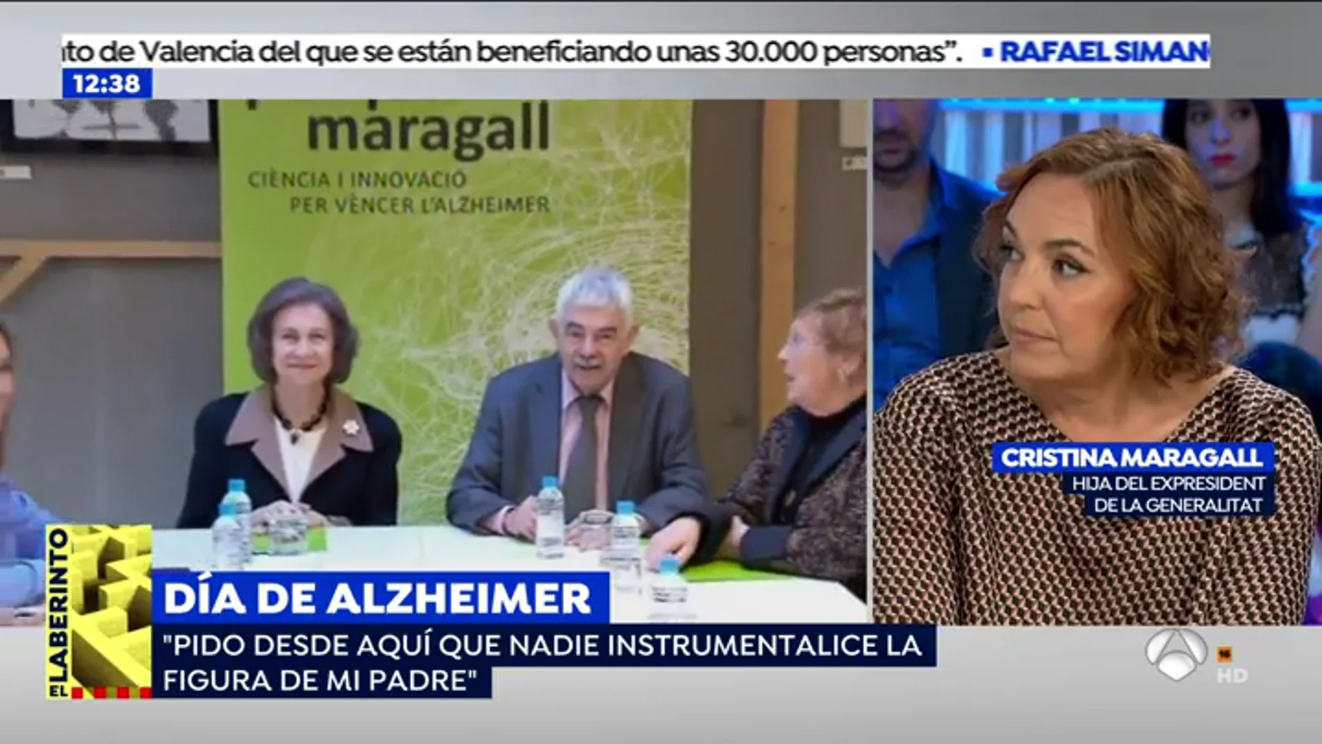 Cristina Maragall: "Mi padre está atento a la televisión pero ya no lee ni opina"