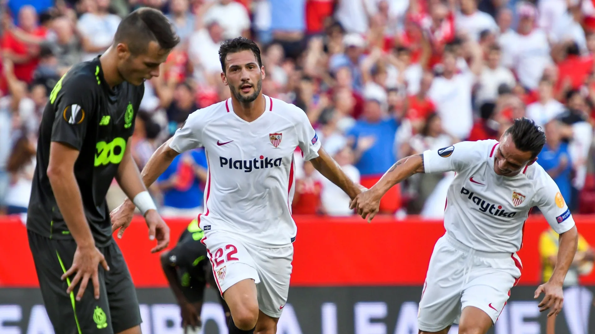 Franco Vázquez celebra su gol ante el Lieja Franco Vázquez celebra su gol ante el Lieja