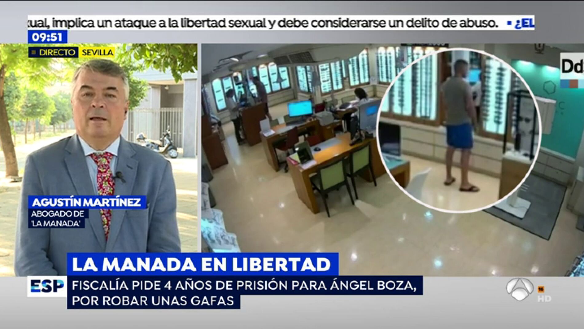 El abogado de 'La Manada', sobre la condena de &Aacute;ngel Boza por robar unas gafas de sol: "La Fiscal&iacute;a se est&aacute; cebando porque no le gust&oacute; el juicio de Pamplona"