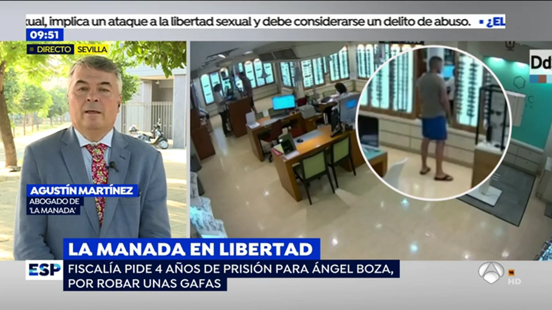 El abogado de 'La Manada', sobre la condena de Ángel Boza por robar unas gafas de sol: "La Fiscalía se está cebando porque no le gustó el juicio de Pamplona"