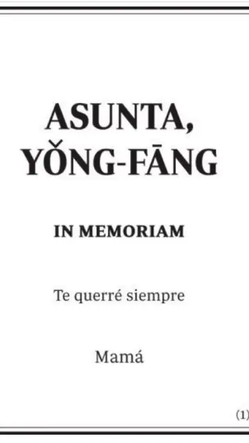 Esquela de Rosario Porto en memoria de su hija Asunta Basterra Esquela de Rosario Porto en memoria de su hija Asunta Basterra