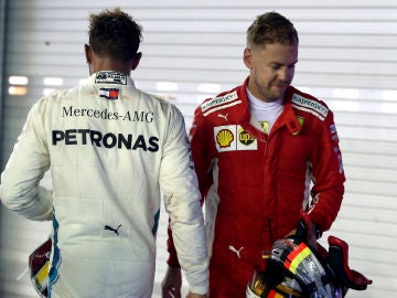 Hamilton y Vettel, en el trazado de Marina Bay