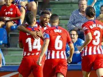 Lemar celebra un gol del Atlético Lemar celebra un gol del Atlético