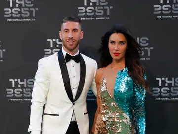 Sergio Ramos y Pilar Rubio durante los premios The Best Sergio Ramos y Pilar Rubio durante los premios The Best