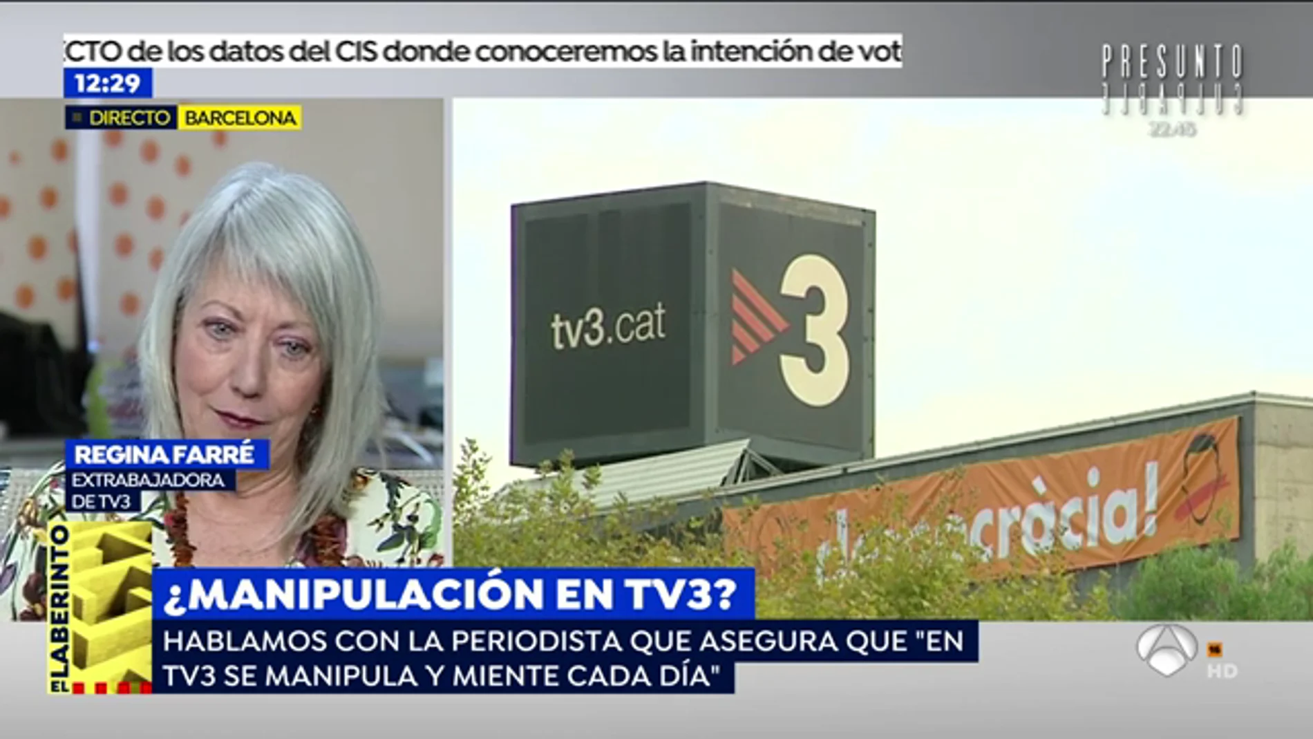 Regina Farré, experiodista de TV3: "No me dejaban utilizar el término 'país' para referirme a España"