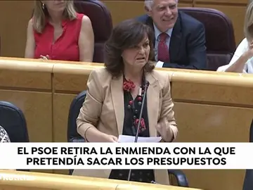 Calvo acusa al PP de "atrincherarse" en el Senado para vetar los Presupuestos del Gobierno Calvo acusa al PP de "atrincherarse" en el Senado para vetar los Presupuestos del Gobierno