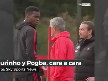Miradas que matan: Mourinho y Pogba, cara a cara en el entrenamiento tras el polémico vídeo del francés Miradas que matan: Mourinho y Pogba, cara a cara en el entrenamiento tras el polémico vídeo del francés