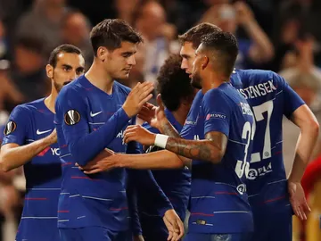 Morata celebra uno de sus tantos con el Chelsea Morata celebra uno de sus tantos con el Chelsea