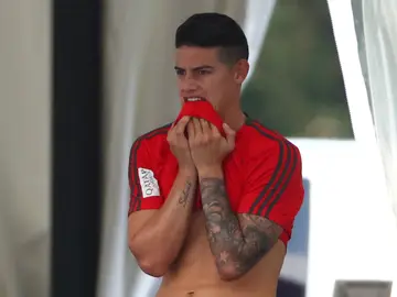 James Rodríguez, en un entrenamiento del Bayern James Rodríguez, en un entrenamiento del Bayern