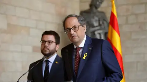 Quim Torra y Pere Aragonès en rueda de prensa Quim Torra y Pere Aragonès en rueda de prensa